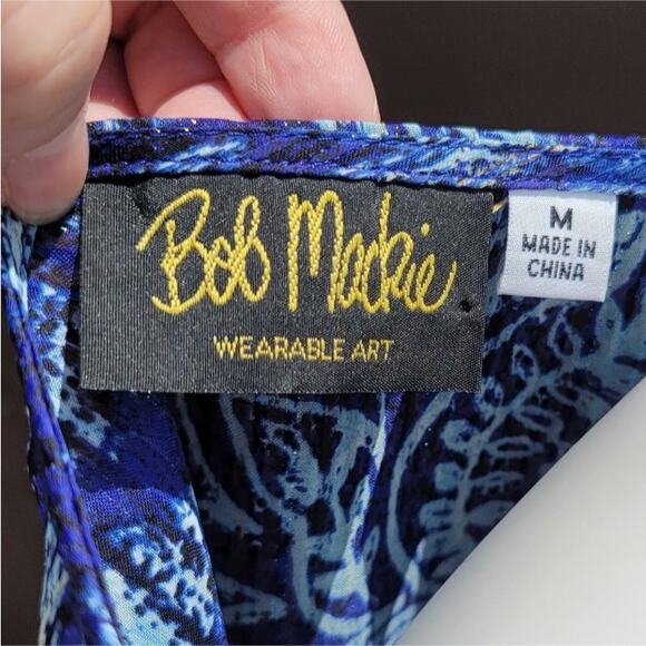 Bob Mackie Wearable Art butterfly metallic stripe brocade printed blouse size M - Picture 6 of 10